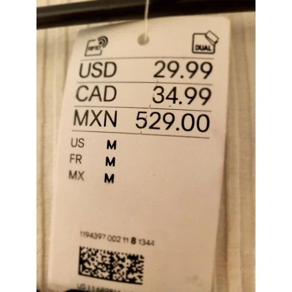 H&M Divided Cream Ribbed Lettuce Edge Long Sleeve Mini Dress NWT Size M - Picture 7 of 7